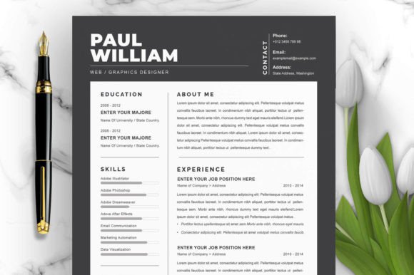 Black Resume Templates with Border: Your Instant Download to a Standout Resume