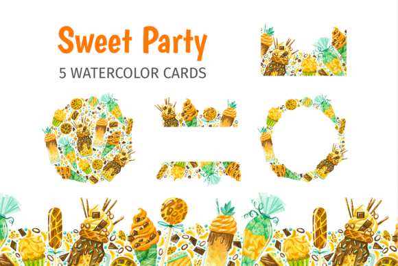 Cards Templates with Watercolor Sweets: A Safari-Inspired Design Asset