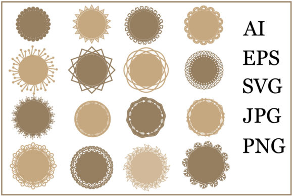 Set, Templates, Frames, Labels, Stencils: Brown & Black Design Assets